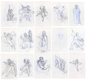 HARRY POTTER AND THE PRISONER OF AZKABAN (2004) - Set of 14 Hand-Drawn Doug Brode Harry Potter Poses
