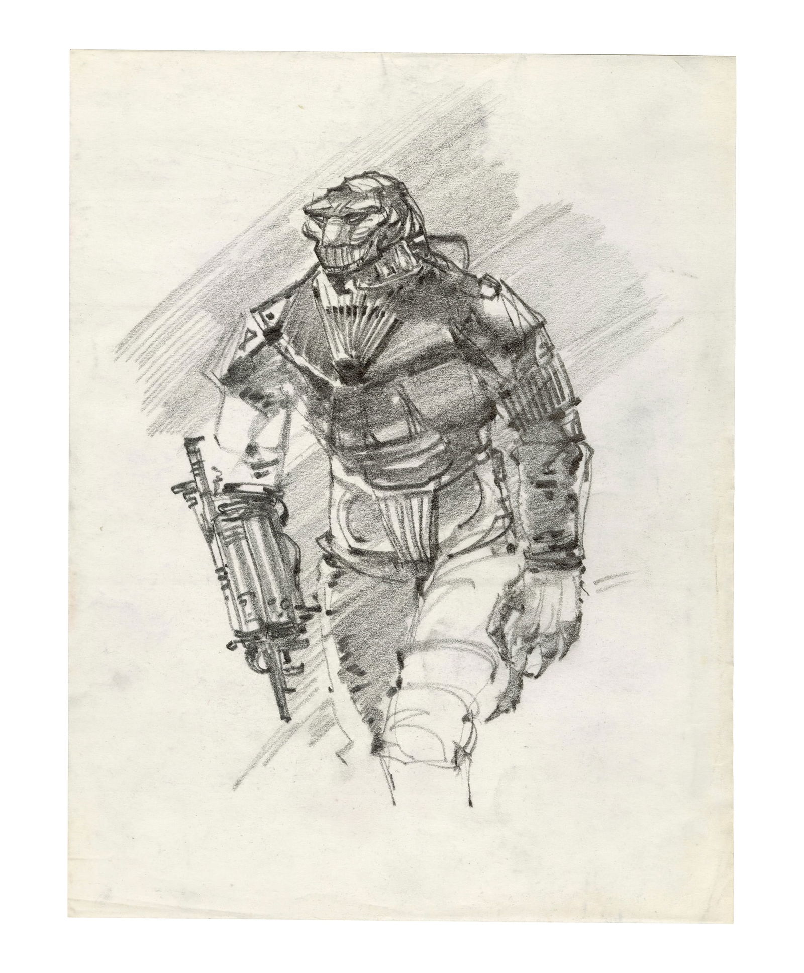 PREDATOR (1987) - Hand-Drawn Predator Concept Art (1 of 1)