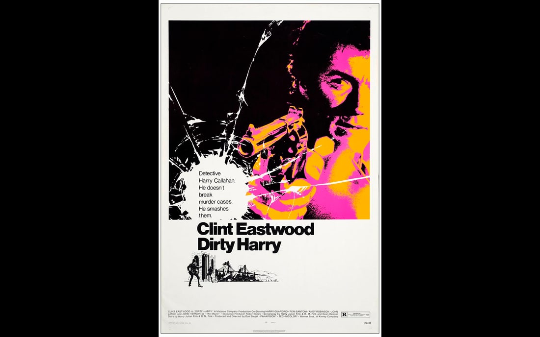 DIRTY HARRY - One Sheet (27" x 41"); Near Mint Rolled: DIRTY HARRY One Sheet (27" x 41") Near Mint Rolled; Artwork by Bill Gold Warner Bros., 1971 This is an incredible rarity: a rolled one-sheet for the most famous of the