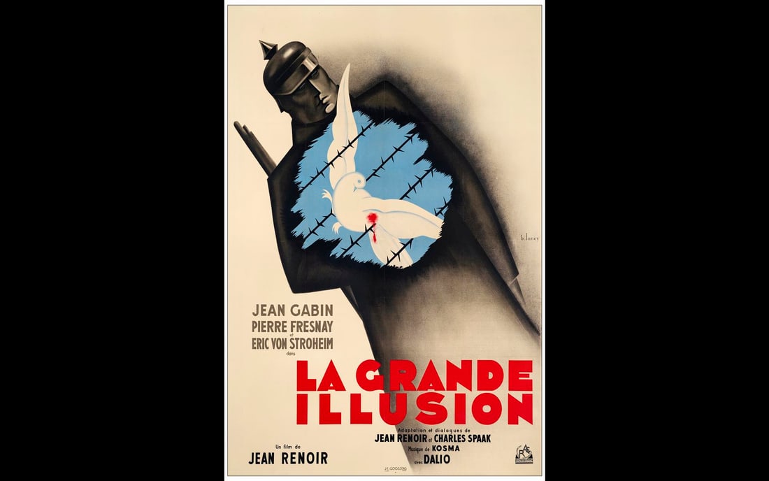 THE GRAND ILLUSION - French Grande (47" x 63"); Country-of-Origin; Very Fine- on Linen: THE GRAND ILLUSION French Grande (47" x 63"); Country-of-Origin Very Fine- on Linen; Artwork by Bernard Lancy R.A.C., R-1946 For the first time, PropStore is offering