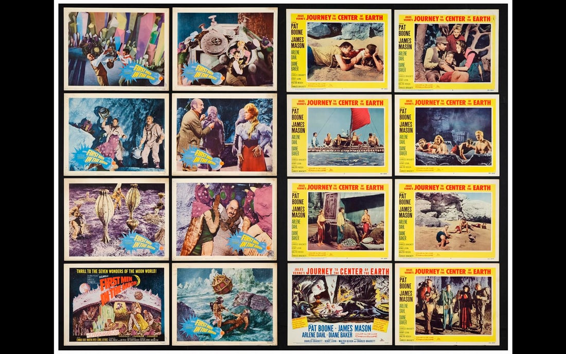 FIRST MEN IN THE MOON AND OTHER LOT - Lobby Card Sets (2) (11" x 14"); Very Fine: FIRST MEN IN THE MOON AND OTHER LOT Lobby Card Sets (2) (11" x 14") Very Fine Columbia/20th Century Fox, 1964/1959 This lot of two complete set of cards are in very ni