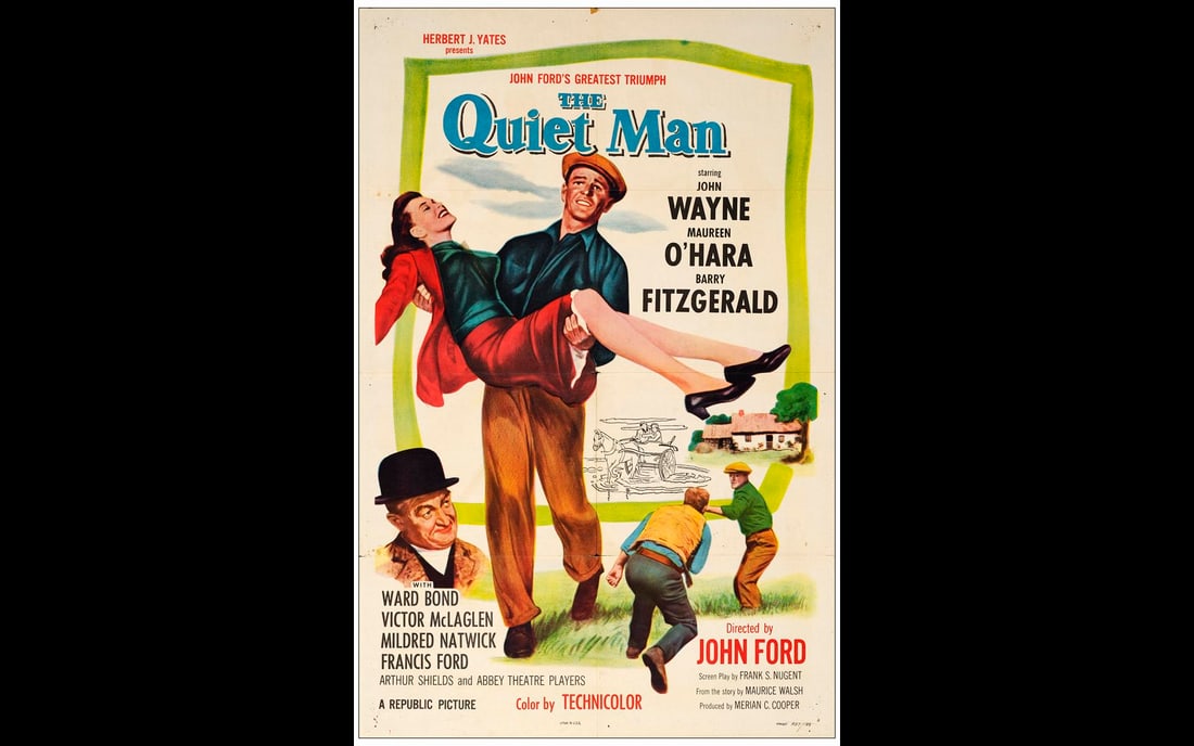 THE QUIET MAN - One Sheet (27" x 41"); Fine Folded: THE QUIET MAN One Sheet (27" x 41") Fine Folded Republic, R-1957 This beautiful poster from John Ford's classic drama/romance was printed for the film's 1957 US theatr