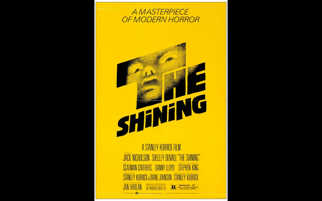 THE SHINING - One Sheet (27" x 41"); Fine+ Folded: THE SHINING One Sheet (27" x 41") Fine+ Folded; Artwork by Saul Bass Warner Bros., 1980 Folded as issued, this poster features an additional horizontal fold near the u