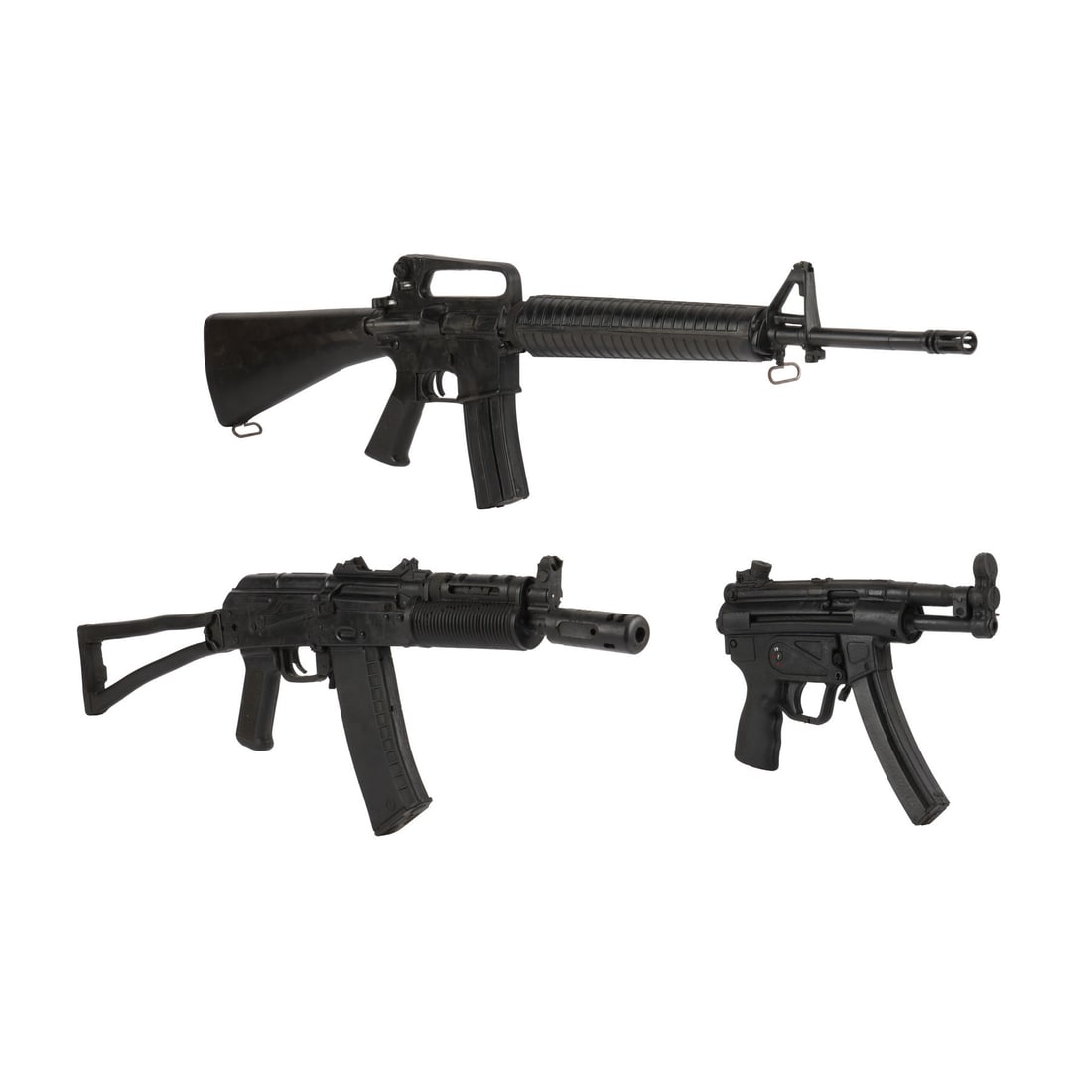 JAMES BOND: DIE ANOTHER DAY (2002) - Peter Nelson Collection: Stunt MP5K, MP5SD, and M16A2 Guns: JAMES BOND: DIE ANOTHER DAY (2002) - Peter Nelson Collection: Stunt MP5K, MP5SD, and M16A2 Guns - A stunt MP5K gun, stunt MP5SD gun, and stunt M16A2 gun from Lee Tamahori's Bond film Die Another Day.