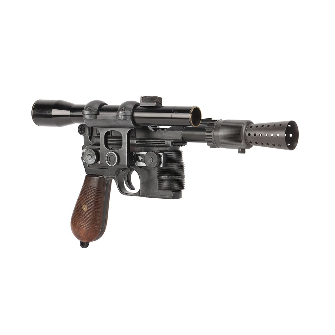 STAR WARS: A NEW HOPE (1977) - Master Replicas Han Solo Blaster Replica: STAR WARS: A NEW HOPE (1977) - Master Replicas Han Solo Blaster Replica - A Master Replicas reproduction of Han Solo's (Harrison Ford) blaster from Geroge Lucas' Star Wars: A New Hope. Solo carries hi