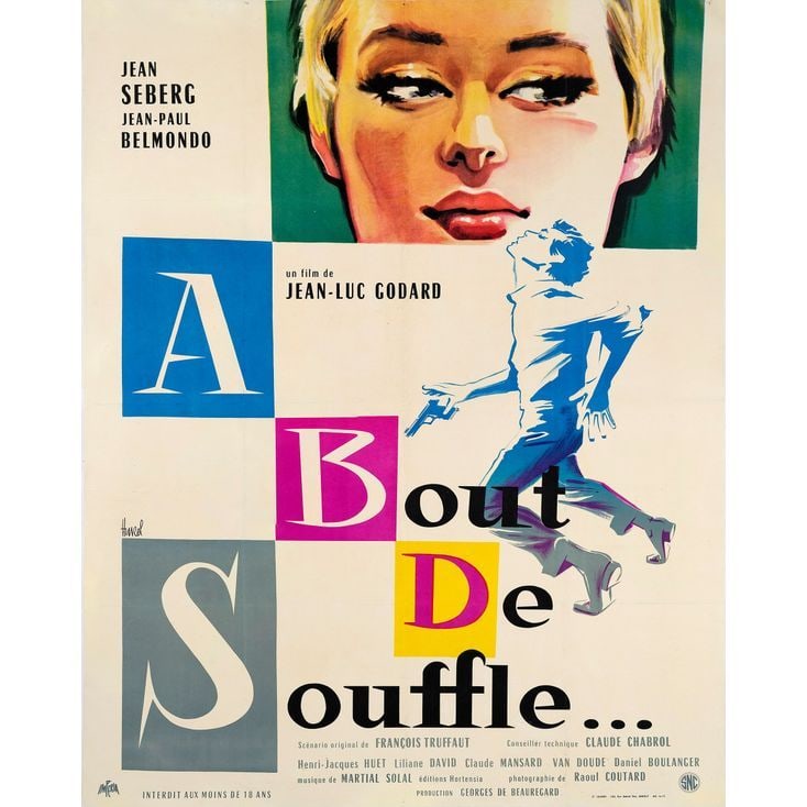 BREATHLESS - French Grande (47" x 63"); Country-of-Origin, Artwork Style; Very Fine- on Linen (1 of 2)