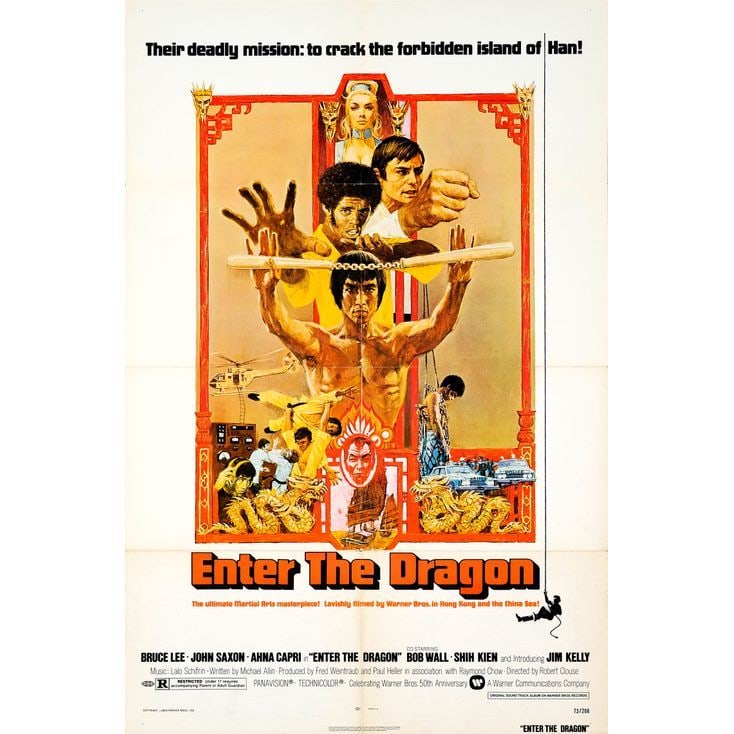 ENTER THE DRAGON - One Sheet (27" x 41"); Very Fine- Folded: ENTER THE DRAGON One Sheet (27" x 41") Very Fine- Folded; Artwork by Bob Peak Warner Bros., 1973 The poster for this film is folded and shows general wear, including l