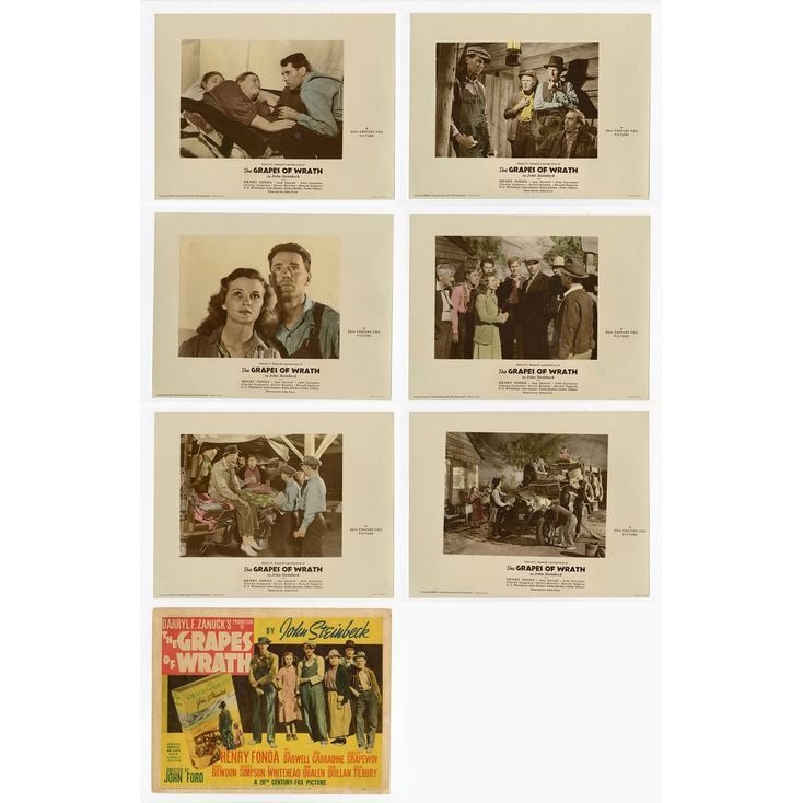 THE GRAPES OF WRATH - Title Lobby Card and Deluxe Lobby Cards (6) (11" x 14"); Fine- (1 of 8)