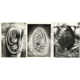 ALIEN (1979) - Set of Three Hand-Marked H.R. Giger Xenomorph Egg Concept Art Prints