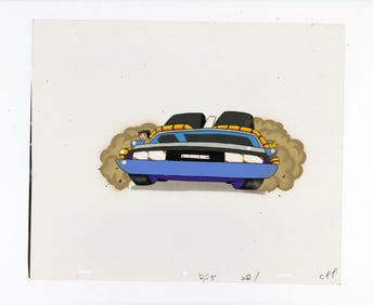 BACK TO THE FUTURE (1991-1992) - Hand-Painted DeLorean Time Machine Animation Cel