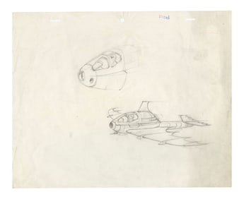 BATMAN (1989) - Hand-Drawn Derek Meddings Batwing Concept Sketch