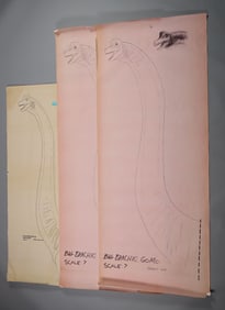 JURASSIC PARK (1993) - Phil Tippett Collection: One Hand-Drawn and Two Printed Phil Tippett