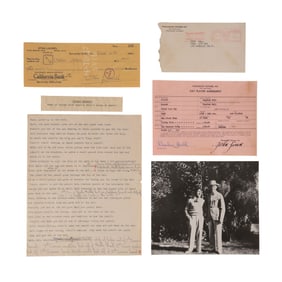 DOUBLE WHOOPEE (1929) - Stan Laurel's Hand-Signed Check to Charlie Hall with Hall's Hand-Marked