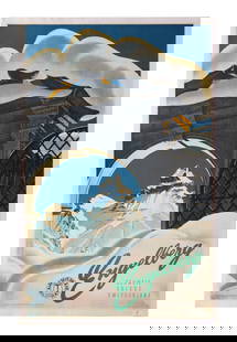 TRAVEL POSTER - Engelberg Travel Poster by Martin Peikert, 1950s: A vintage poster from the 1950s by Martin Peikert advertising the mountain resort of Engelberg in Switzerland. Peikert was a well-respected and popular Swiss artist, creating dozens of ski travel post