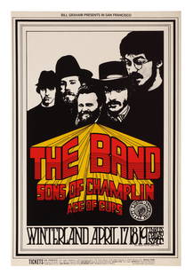 THE BAND - "Bill Graham Presents" The Band Winterland Concert Poster (BG-169): A "Bill Graham Presents" The Band poster promoting concerts at the Winterland Ballroom in San Francisco, which took place on 17-19 April 1969. These were historic gigs, as it was The Band's first-ever