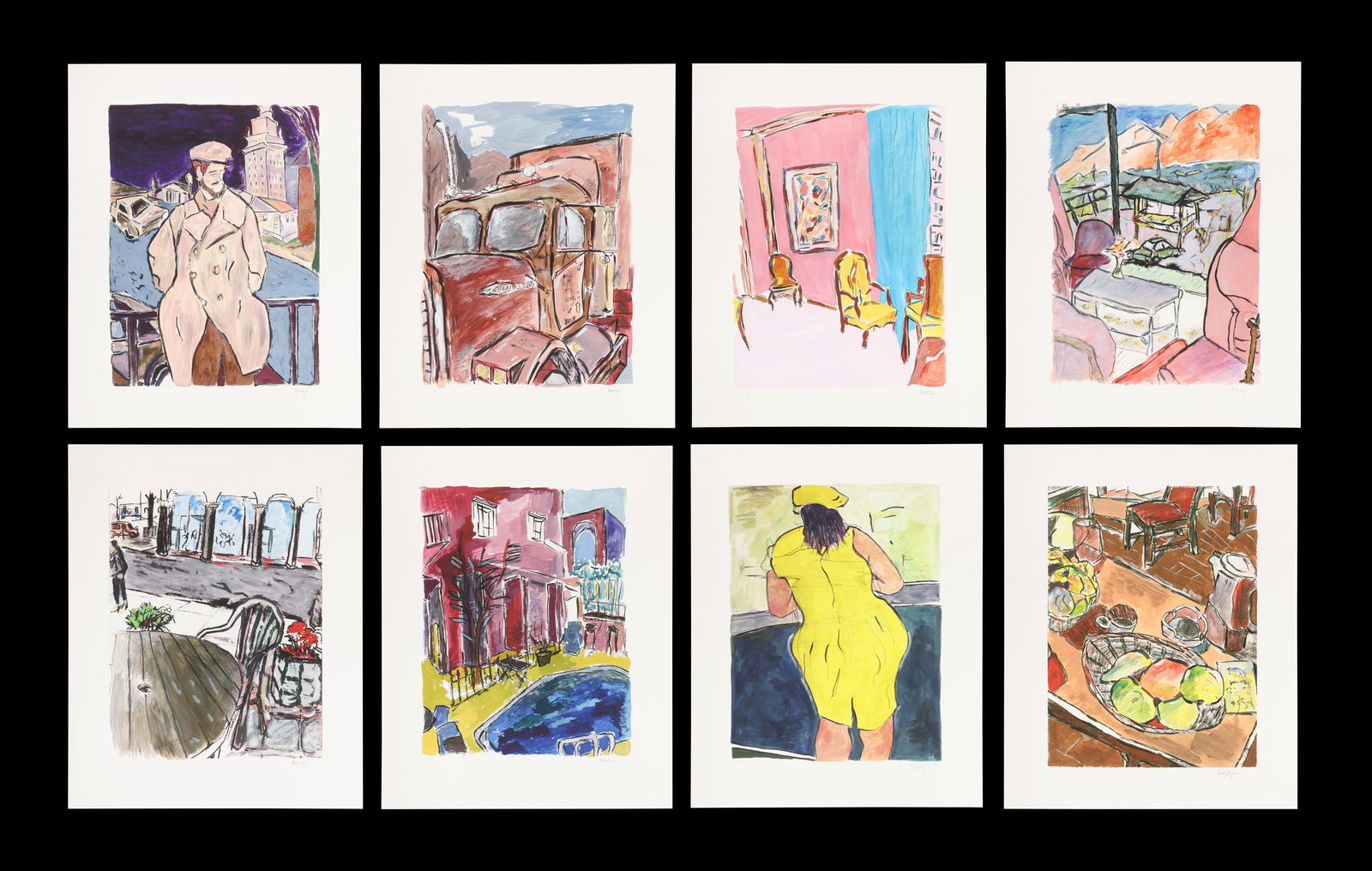 BOB DYLAN - Set of Eight Limited Edition Drawn Blank Series 2011 Prints by Bob Dylan: A set of eight limited edition prints signed by legendary musician Bob Dylan titled The Drawn Bank Series. From 1989 to 1992, Dylan produced a series of drawings encapsulating everyday scenes from his