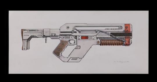 ALIEN: ROMULUS (2024) - Hand-Illustrated and Painted "Pulse Rifle" Artwork by John R. Mullaney, 2024
