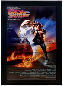 BACK TO THE FUTURE (1985) - Framed Bob Gale and Cast-Autographed Poster