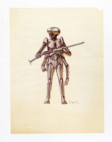 BATTLESTAR GALACTICA (T.V. SERIES, 1978-1979) - Hand-Drawn Ralph McQuarrie Ovion Character Design