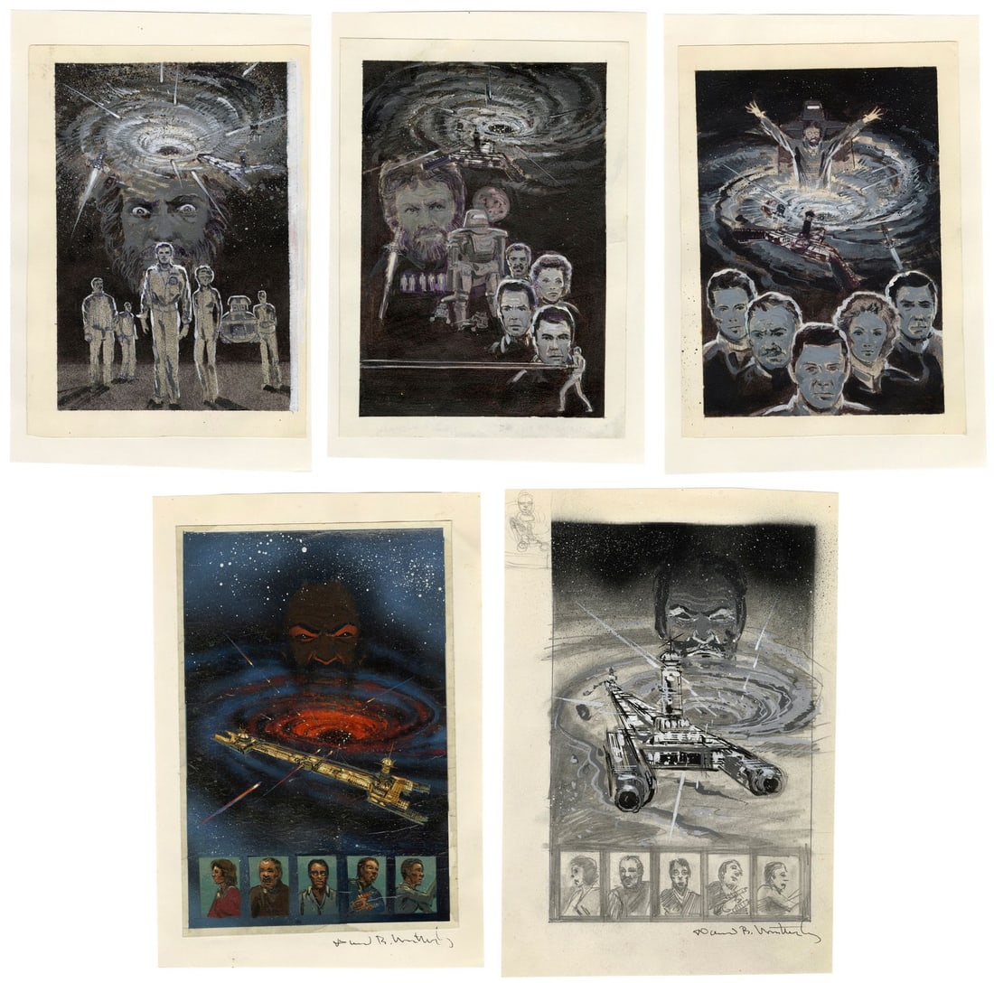 THE BLACK HOLE (1979) - Set of Five Hand-Drawn David B. Mattingly Poster Concept Artworks: THE BLACK HOLE (1979) - Set of Five Hand-Drawn David B. Mattingly Poster Concept Artworks - Five poster concept artworks hand-drawn by renowned sci-fi artist David B. Mattingly for the promotion of Ga