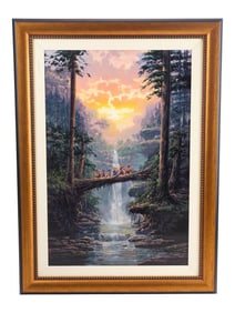 SNOW WHITE AND THE SEVEN DWARFS (1937) - Framed Hand-Painted Rodel Gonzalez "The Journey Home"