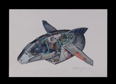 FIREFLY (T.V. SERIES, 2002 - 2003)/SERENITY (2005) - Hand-Illustrated and Painted "Mal's Shuttle"