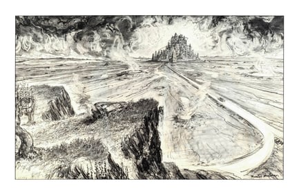 FLASH GORDON (1980) - Matted Hand-Drawn Mentor Huebner Landing on Mongo Concept Artwork
