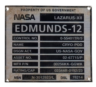 INTERSTELLAR (2014) - Dr. Wolf Edmunds' Screen-Matched Distressed Grave Plaque
