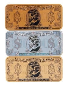 JAMES BOND: THE WORLD IS NOT ENOUGH (1999) - Set of Three Casino L'or Noir Plaques