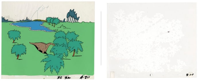 JURASSIC PARK (1993) - Hand-Painted Dinosaur and Mosquito Animation Cels