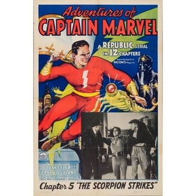ADVENTURES OF CAPTAIN MARVEL - One Sheet (27" x 41"); Chapter 5: "The Scorpion Strikes"; Fine+