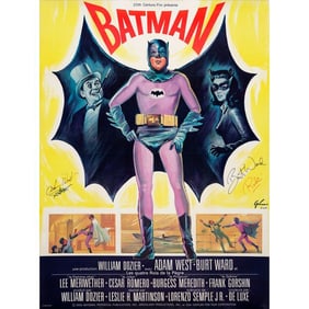 BATMAN - French Grande (46" x 62") Signed by Adam West and Burt Ward (Beckett COA); Very Fine+ on