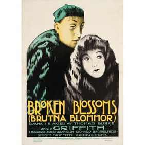 BROKEN BLOSSOMS - Swedish One Sheet (28" x 40"); Stone Lithograph; Very Fine+ on Linen