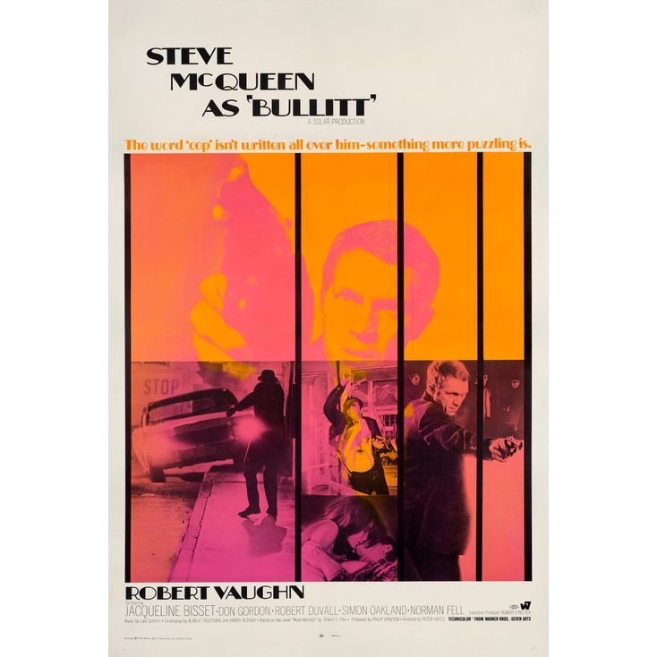 BULLITT - One Sheet (28" x 41"); International Style; Fine+ on Linen: BULLITT One Sheet (28" x 41"); International Style ; Fine+ on Linen Warner Bros./Seven Arts, 1968 Steve McQueen stars in what is arguably his most famous role, featur