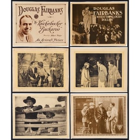 DOUGLAS FAIRBANKS SILENT FILM LOBBY CARDS - Title Lobby Cards (2) and Lobby Cards (4) (11" x 14");