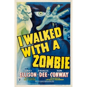 I WALKED WITH A ZOMBIE - One Sheet (27" x 41"); Style A; Very Good+ on Linen