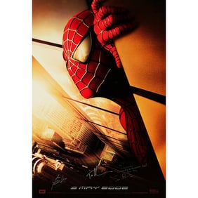 SPIDER-MAN - One Sheet (26.75" x 39.75") Signed by Stan Lee, Tobey Maguire and Sam Raimi (Director)