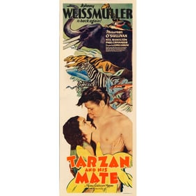 TARZAN AND HIS MATE - Insert (14" x 36") Signed by Maureen O'Sullivan (Beckett COA); From the