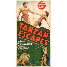 TARZAN ESCAPES - Three Sheet (41" x 79"); From the Bradleigh Vinson Collection; Style A, Stone