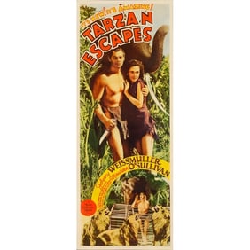 TARZAN ESCAPES - Insert (14" x 36"); From the Bradleigh Vinson Collection; Fine+ on Paper