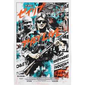 THEY LIVE - Limited Edition Screen Print (24" x 36") Signed by John Carpenter, Sandy King, Roddy