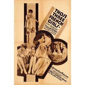 THOSE THREE FRENCH GIRLS - One Sheet (28" x 42"); Rotogravure Style; Fine+ on Linen