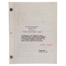 WHO FRAMED ROGER RABBIT - Film Script (8.5" x 11"); Written by Jeffrey Price and Peter S. Seaman;