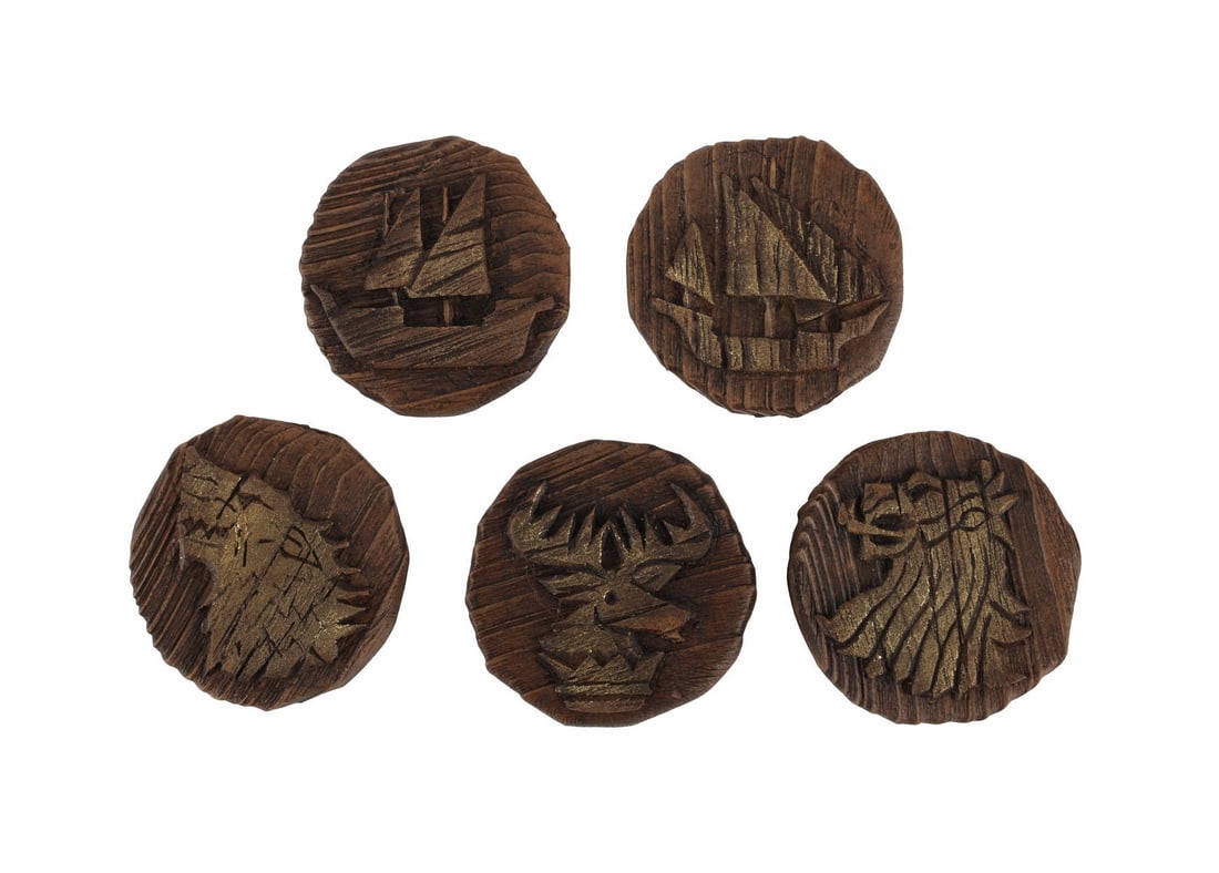 GAME OF THRONES (T.V. SERIES, 2011-2019) - Collection of Small Council Map Markers: GAME OF THRONES (T.V. SERIES, 2011-2019) - Collection of Small Council Map Markers - A collection of Small Council map markers from season 3 of the fantasy television series Game of Thrones. Tywin Lan