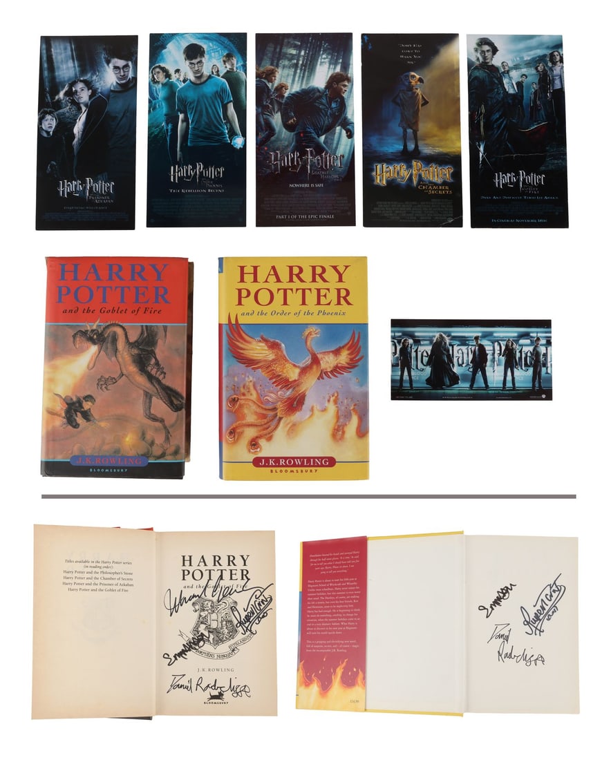 HARRY POTTER FRANCHISE (1997-2011) - Pair of Cast-autographed Harry Potter Books with Six Screening: HARRY POTTER FRANCHISE (1997-2011) - Pair of Cast-autographed Harry Potter Books with Six Screening Invitations - Hardback copies of J.K. Rowling's Harry Potter and the Goblet of Fire and Harry Potter