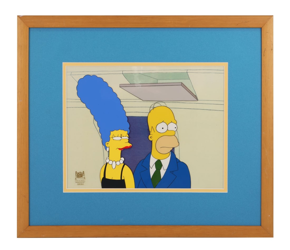 THE SIMPSONS (T.V. SERIES, 1989-PRESENT) - Framed Homer and Marge Original Production Cel From (1 of 2)
