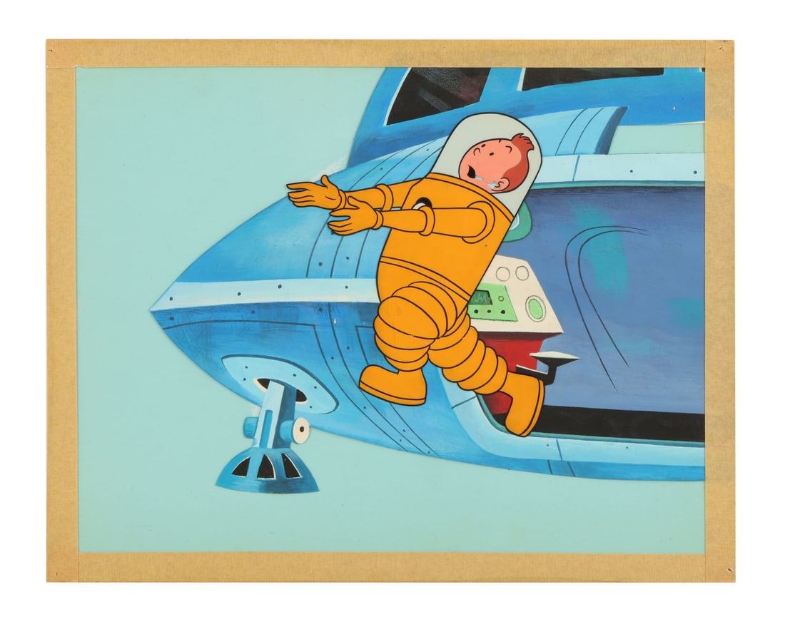 LES ADVENTURES DE TINTIN (T.V. SERIES, 1959-1964) - TinTin the Astronaut Original Production Cel (1 of 2)