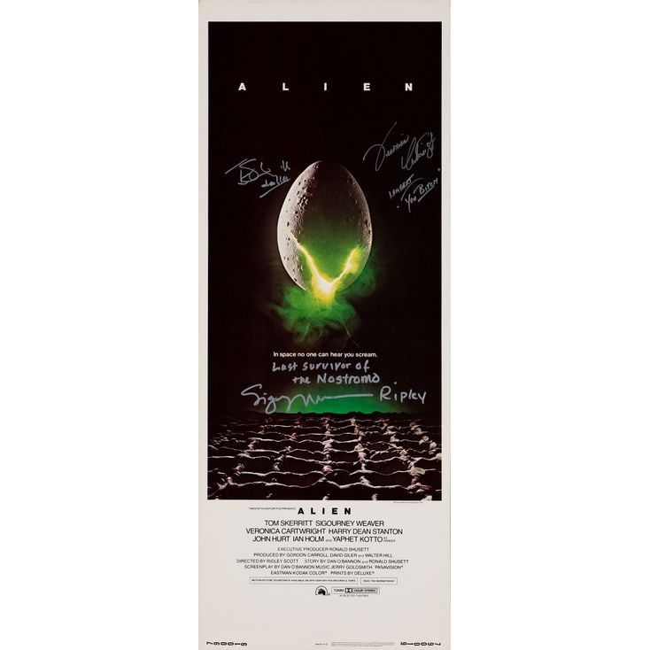 ALIEN - Insert (14" x 36") Signed by Sigourney Weaver, Tom Skerritt, Veronica Cartwright (Beckett (1 of 1)