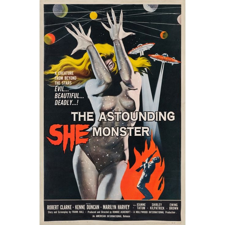 THE ASTOUNDING SHE-MONSTER - One Sheet (26" x 40"); The Collection of the Late J. Stephen Ryan; Fine: THE ASTOUNDING SHE-MONSTER One Sheet (26" x 40") ; The Collection of the Late J. Stephen Ryan Fine on Linen; Artwork by Albert Kallis AIP, 1958 One of the more interes
