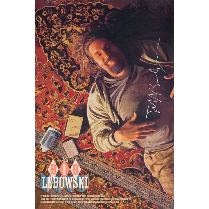 THE BIG LEBOWSKI - Screen Printed Poster (24" x 36") Signed by Jeff Bridges (Beckett COA); Limited: THE BIG LEBOWSKI Screen Printed Poster (24" x 36"); Limited Edition #10/160 Signed by Jeff Bridges (Beckett COA); Near Mint Rolled; Artwork by Dave O'Flanagan Vice Press, 2024